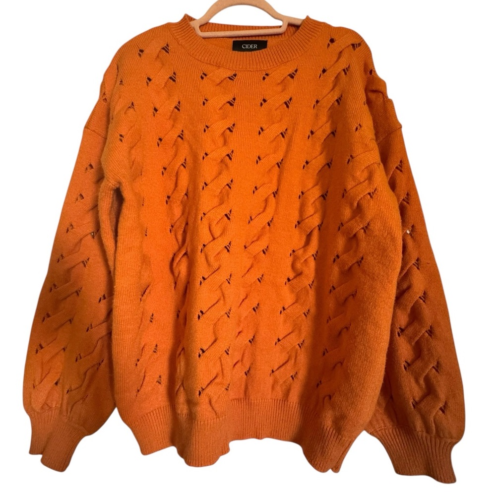 Cider Oversized Cable Knit Sweater – Burnt Orange – Size‎ M
